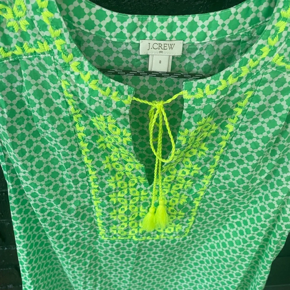 J. Crew Green and Yellow Patterned Blouse